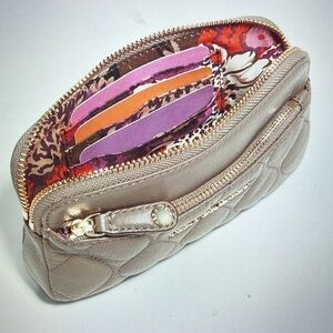 Vera Bradley Quilted Sophie Wristlet Taupe Genuine Leather